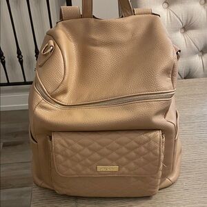 Quilted Front Pocket Tan Women's Diaper backpack